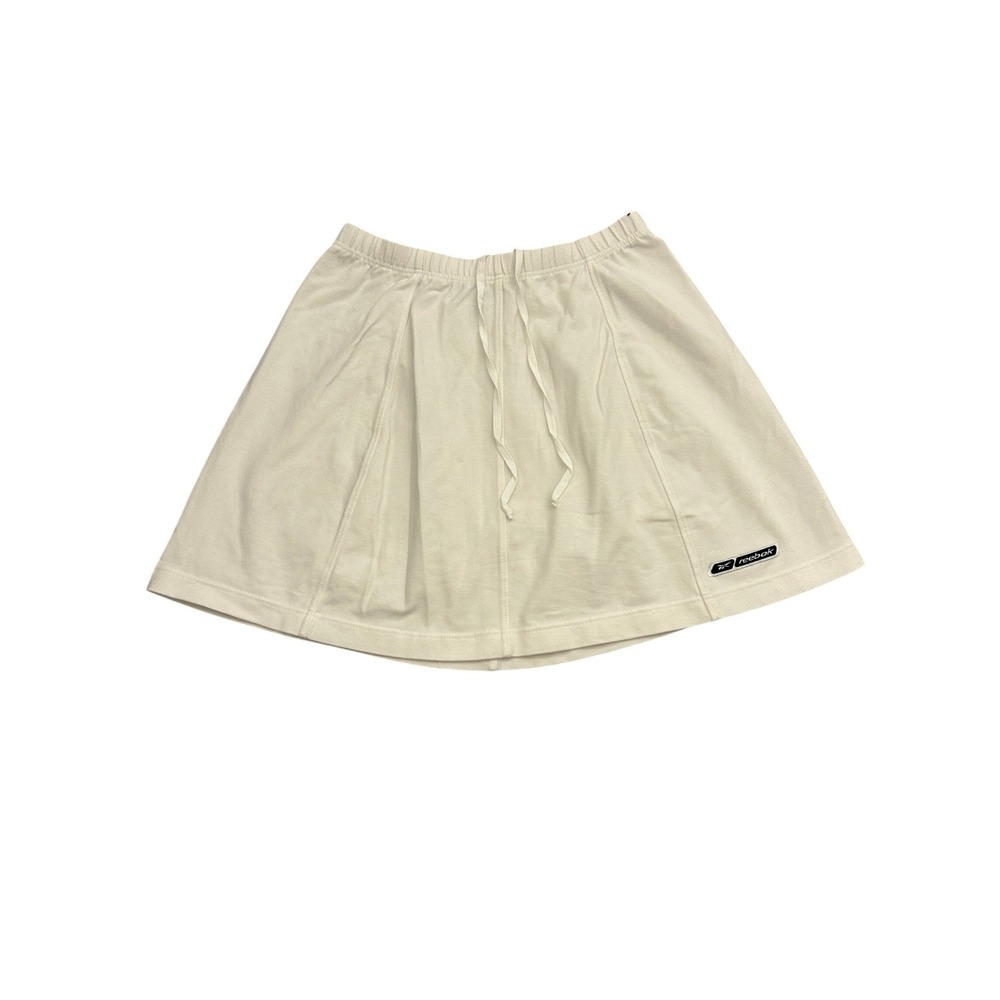 Reebok Skirt Womens Medium Cream Excellent‎ Drawstring Cotton Blend Sporty Flare